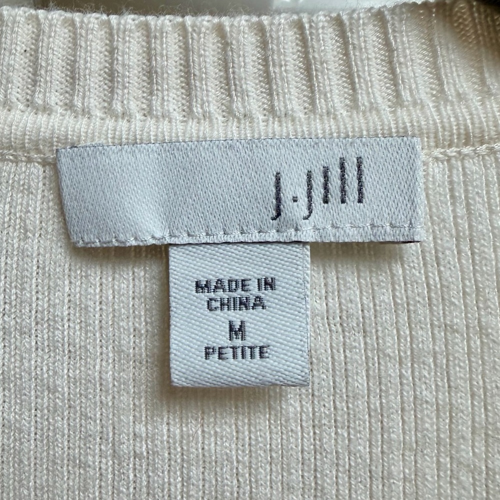 J. Jill Cotton & Silk Ivory Ribbed Cardigan Longline Size Medium Petite - Picture 8 of 10